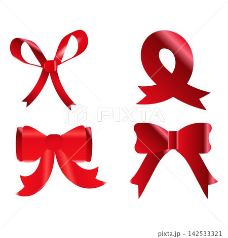 Abstract Red Bow and Wavy Satin Ribbon Collection for Gift Decor Abstract Red Bow and Wavy Satin Ribbon Collection for Gift Decor 142533321
