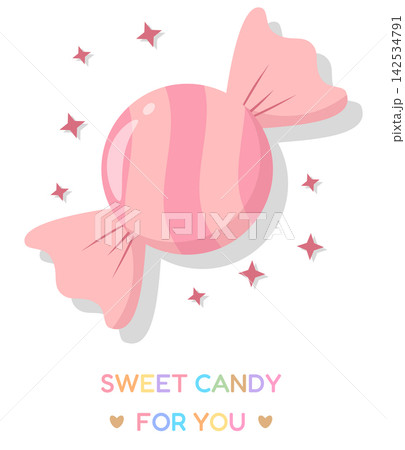 Pink Sweet Candy for You Cute Pastel Candy Illustration 142534791