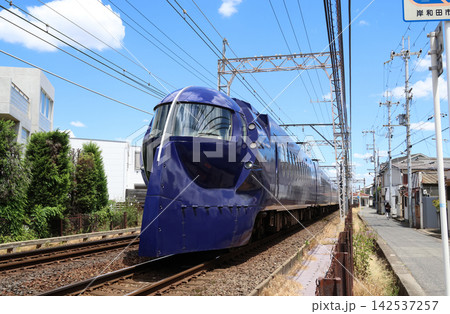 南海　貝塚駅付近を走る特急ラピート 142537257