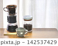ライフスタイル　朝のコーヒーブレイクとコピースペース 142537429