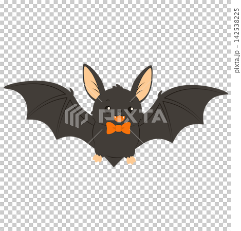 Cute Halloween Bat with Orange Bow Tie Isolated on Transparent Background Cute Halloween Bat with Orange Bow Tie Isolated on Transparent Background 142538225