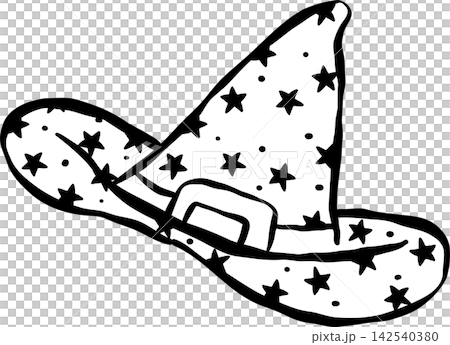 Halloween Outline Cute Festive Star Witch Hat Hand Drawn 142540380
