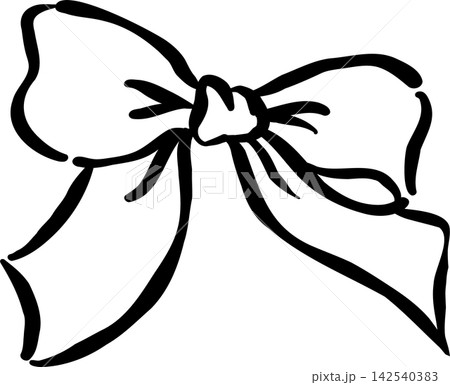 Minimalist Hand Drawn Ribbon Bow Outline Illustration Minimalist Hand Drawn Ribbon Bow Outline Illustration 142540383