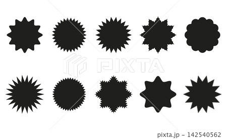 Set of various black sunburst and starburst vector shapes Set of various black sunburst and starburst vector shapes 142540562