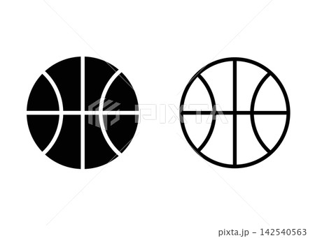 Basketball ball icons in solid and outline styles 142540563