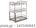 Metal storage rack for kitchen use with multiple shelves and open design 142540843