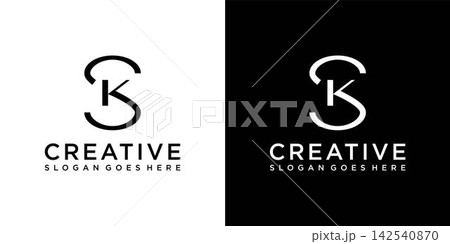 SK or KS initial letter logo design vector template 142540870