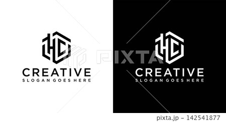 HC or CH letter logo design vector construction 142541877
