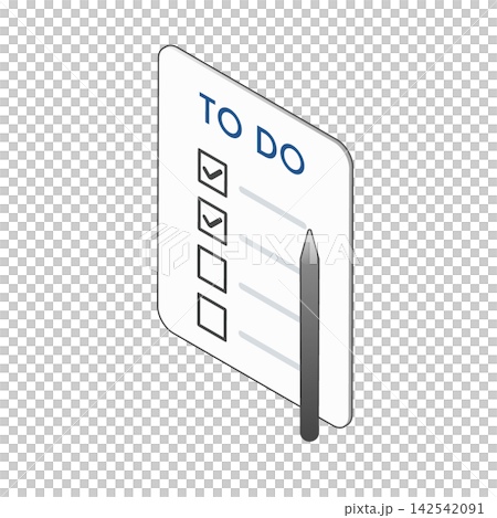 TODOリストとペンを描いたタスク管理のアイソメトリックイラスト TODOリストとペンを描いたタスク管理のアイソメトリックイラスト 142542091