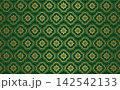 A rich green background with a gold Chinese floral pattern 142542133