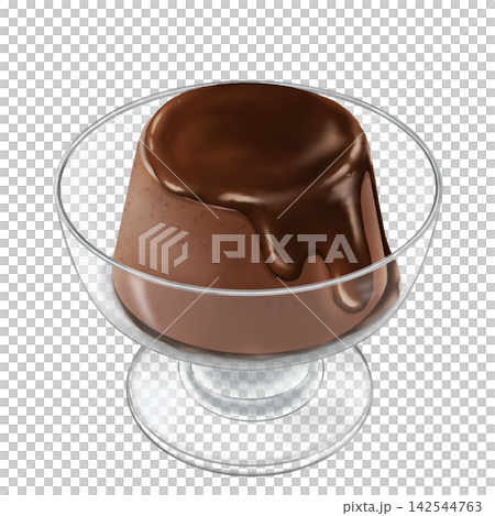 Chocolate pudding served in a parfait glass and topped with chocolate sauce. Chocolate pudding served in a parfait glass and topped with chocolate sauce. 142544763