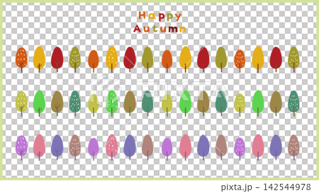 Colorful autumn tree line set Colorful autumn tree line set 142544978