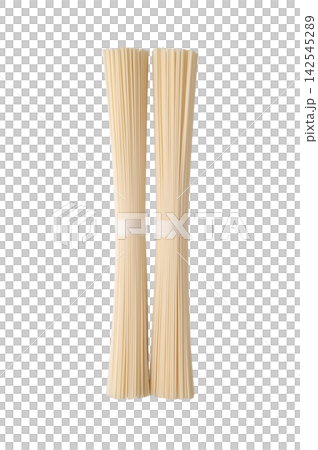 2束のそうめんの乾麺を真上から切り抜いたPNG素材 142545289