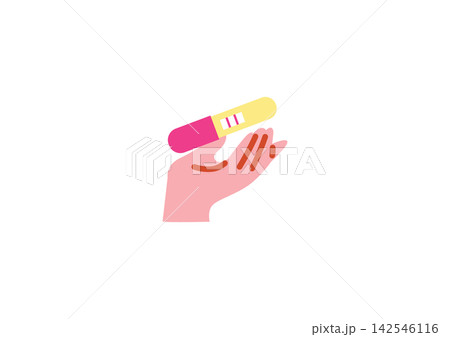 妊娠検査薬を持つ手のイラスト 妊娠検査薬を持つ手のイラスト 142546116