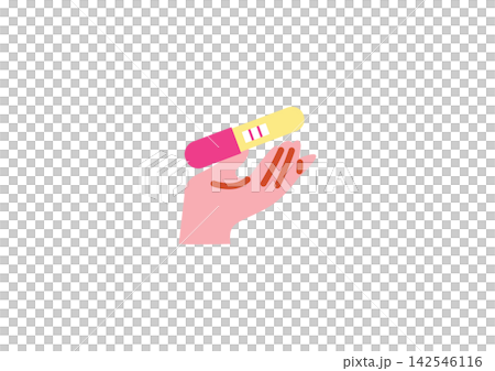 妊娠検査薬を持つ手のイラスト 妊娠検査薬を持つ手のイラスト 142546116