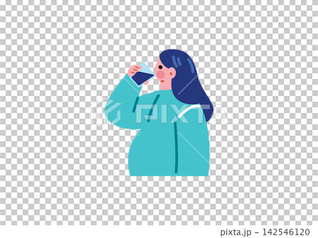 孕婦飲水的插圖 孕婦飲水的插圖 142546120