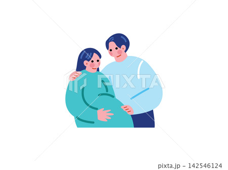 赤ちゃんに恵まれた夫婦のイラスト 赤ちゃんに恵まれた夫婦のイラスト 142546124