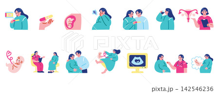 妊娠 出産 医療のイラストセット 妊娠 出産 医療のイラストセット 142546236