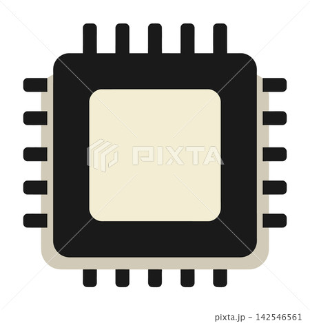 Top View Microprocessor Chip Icon Isolated on White Background Top View Microprocessor Chip Icon Isolated on White Background 142546561