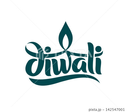 Diwali typography calligraphy text with flame icon Diwali typography calligraphy text with flame icon 142547001