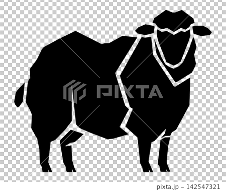A silhouette of a black sheep drawn in geometric shapes. A silhouette of a black sheep drawn in geometric shapes. 142547321