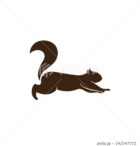 Leaping Brown Squirrel Silhouette 142547372
