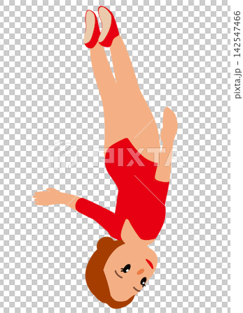 Illustration of female athletes competing in a sports competition - Trampoline athlete performing 02 Illustration of female athletes competing in a sports competition - Trampoline athlete performing 02 142547466