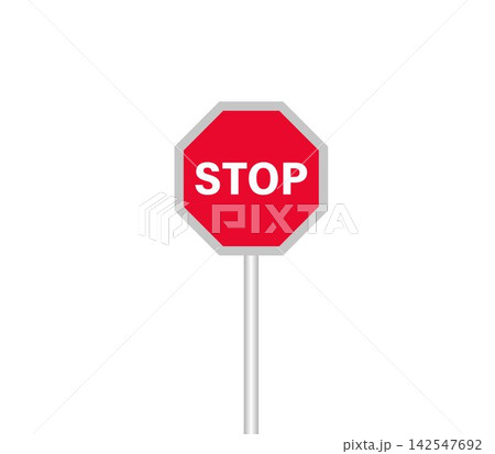minimalist red stop road safety sign icon for transportation 142547692