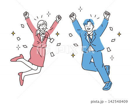 拳を上げるイラスト(合格、内定、就活、卒業、昇進、おめでとう、お祝い) 拳を上げるイラスト(合格、内定、就活、卒業、昇進、おめでとう、お祝い) 142548409