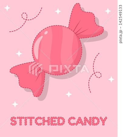 Coral Pink Stitched Candy Illustration with Sparkles Coral Pink Stitched Candy Illustration with Sparkles 142549133