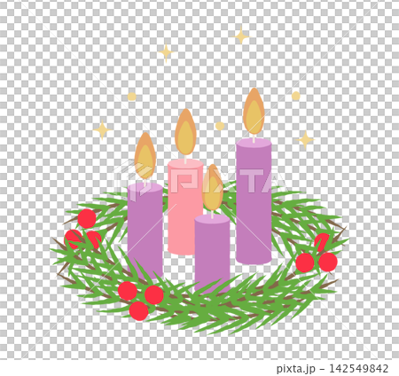 Cute Advent candle illustration Cute Advent candle illustration 142549842