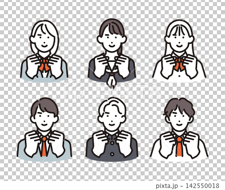 シンプル イラスト やる気を出して頑張る男女の学生6人セット ベクターイラスト シンプル イラスト やる気を出して頑張る男女の学生6人セット ベクターイラスト 142550018