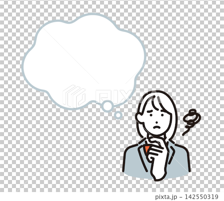 シンプル イラスト 悩みや不安を抱えて不満げな女子学生のベクターイラスト シンプル イラスト 悩みや不安を抱えて不満げな女子学生のベクターイラスト 142550319