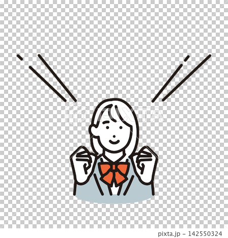 Simple illustration: Vector illustration of female students encouraging everyone to do their best. Simple illustration: Vector illustration of female students encouraging everyone to do their best. 142550324