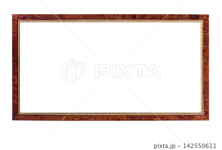 Wooden picture frame with gold trim border Wooden picture frame with gold trim border 142550611