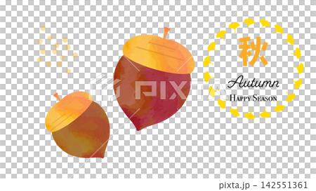 Watercolor-style acorns and autumn-themed text frame Watercolor-style acorns and autumn-themed text frame 142551361