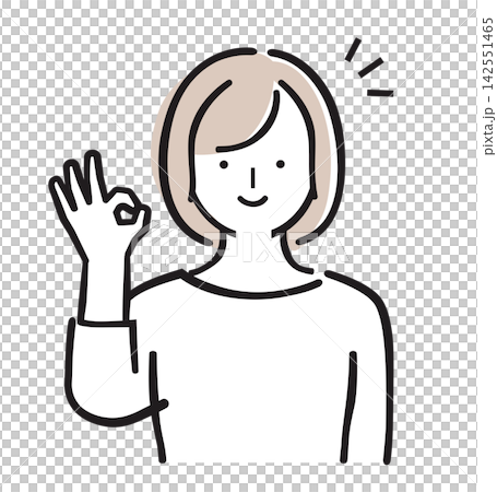 A pastel-colored illustration of a young woman making an OK sign, smiling, and indicating understanding. A pastel-colored illustration of a young woman making an OK sign, smiling, and indicating understanding. 142551465
