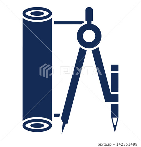 Blueprint drafting tools compass pencil cylinder 142551499