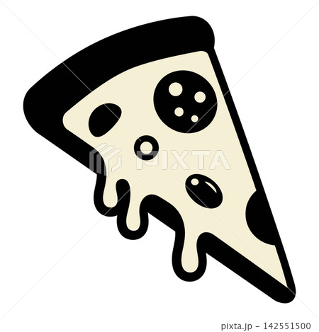 Melted cheese pizza slice cartoon food illustration Melted cheese pizza slice cartoon food illustration 142551500