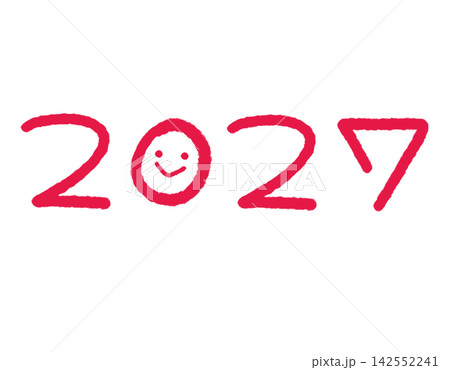 2027の手書き文字 Oにスマイルを描いた新年メッセージ 2027の手書き文字 Oにスマイルを描いた新年メッセージ 142552241