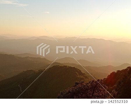 Beautiful landscape valley mountain in natural golden sunlight morning on Doi Puico hill in Thailand Beautiful landscape valley mountain in natural golden sunlight morning on Doi Puico hill in Thailand 142552310