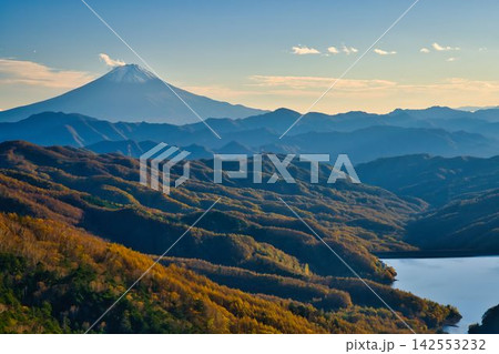 秋の大菩薩嶺から望む富士山 142553232