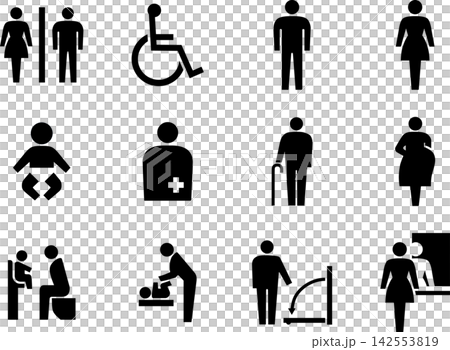 Toilet pictogram set (single color version) 142553819