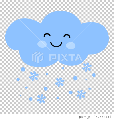 Smiling clouds and snowflakes falling snow Smiling clouds and snowflakes falling snow 142554431