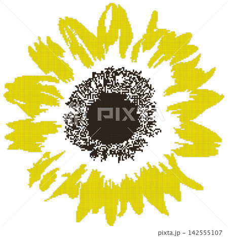 Yellow sunflower stitch cross patterns isolated on white background. Embroidery style bright stylised flower, vector eps 10 Yellow sunflower stitch cross patterns isolated on white background. Embroidery style bright stylised flower, vector eps 10 142555107