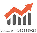 Growing business graph with rising arrow and bar chart, financial growth and success concept, isolated vector illustration 142556023