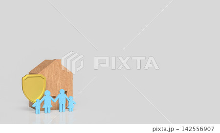 Happy Family Home Insurance Protection Concept 3d render. 142556907
