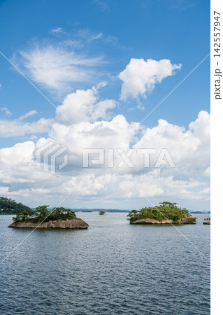 島々が浮かぶ松島湾の海景色 142557947