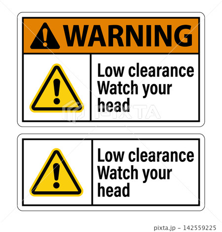 Warning low clearance watch your head sign isolated on white background Warning low clearance watch your head sign isolated on white background 142559225
