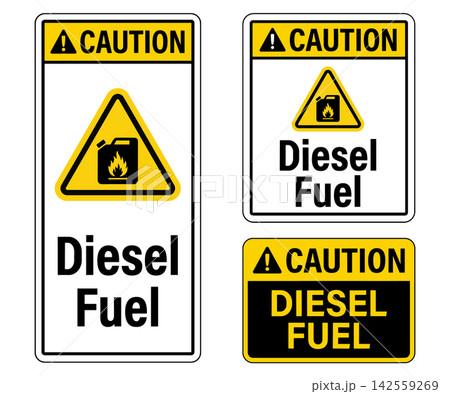 Set of caution diesel fuel signs, isolated on white background 142559269